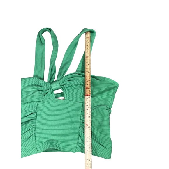 Urban Outfitters Green Ribbed Knot Front Cropped Tank Top S - Picture 9 of 9